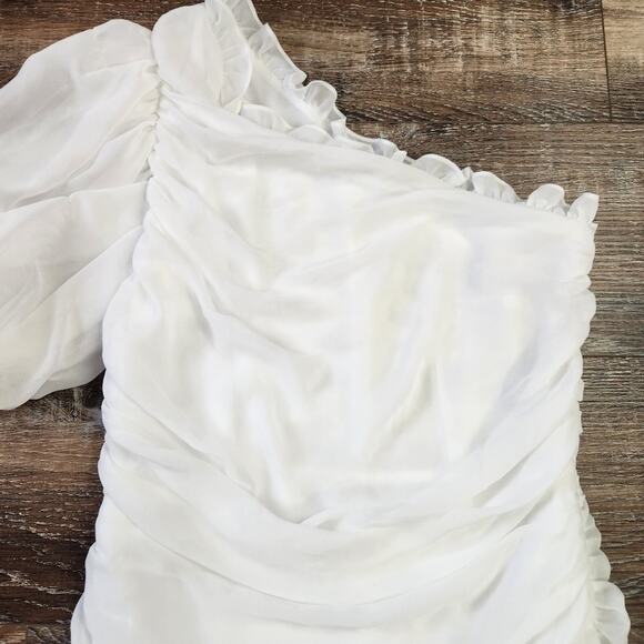 Mergim Magda Bridal One Shoulder Dress White Size 2 US Size Medium *No Belt* NWT - Picture 5 of 12